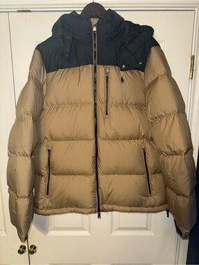 Classic Men’s Tan & Black Down Puffer Jacket